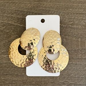 Vintage 1980s Large Gold Hammered Earrings